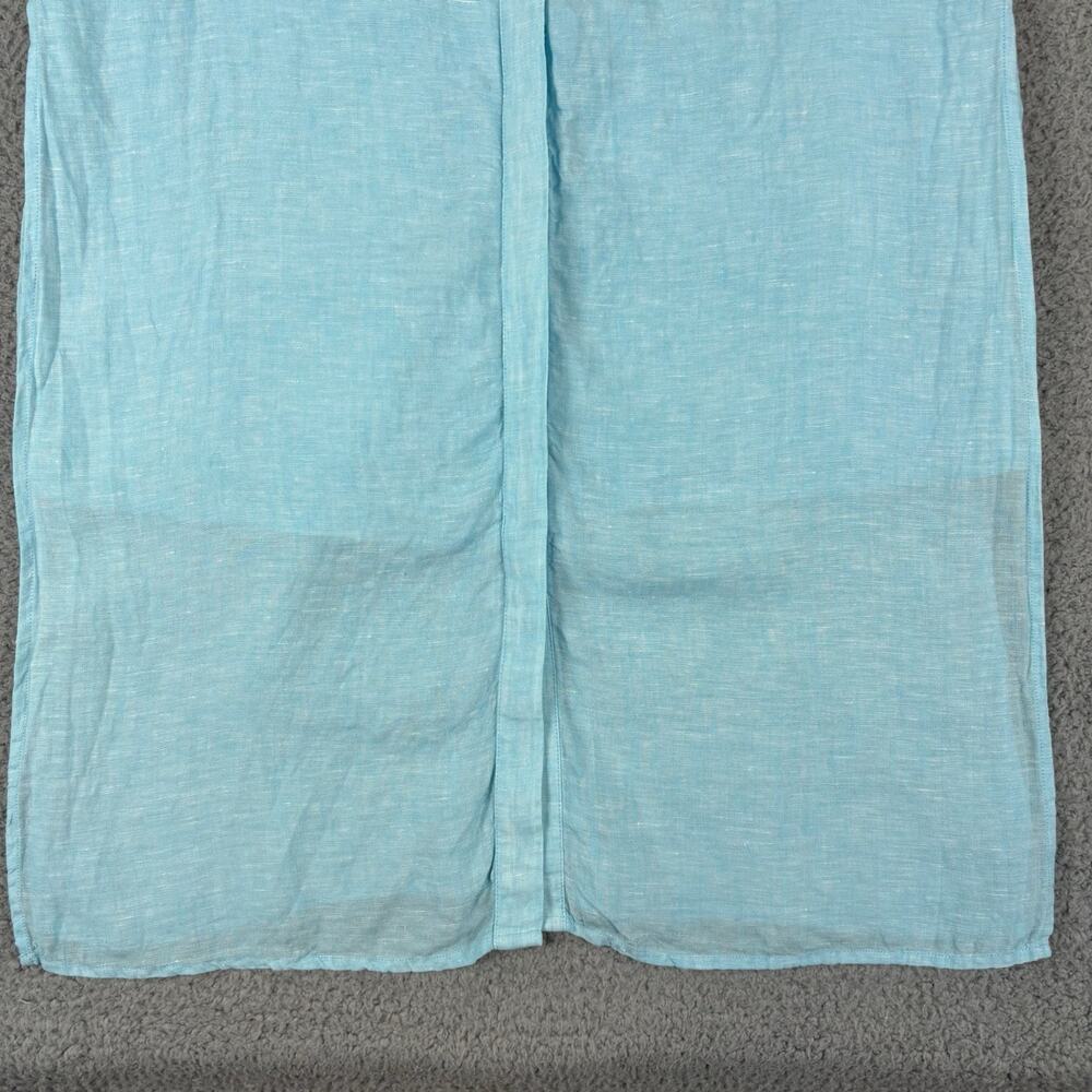 Chicos 100% Linen Tunic Dress Medium Aqua Beachy Coastal Resort Cruise Natural - Picture 3 of 12